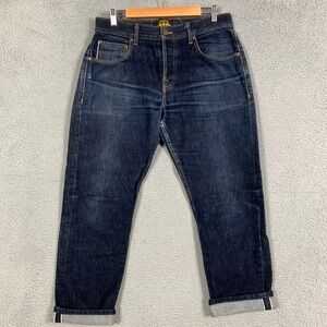 Brave Star Selvedge Jeans Mens Sz 35 x 28 Blue Dark Wash Button Fly USA Straight